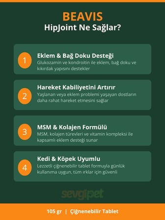 Hip & Joint Care Kedi ve Köpekler İçin Kalça ve Eklem Destekleyici Çiğnenebilir Tablet (105 GR / 70 Tablet)
