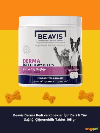 Kedi ve Köpekler İçin Deri ve Tüy Sağlığı Destekleyici Çiğnenebilir Tablet 105 GR