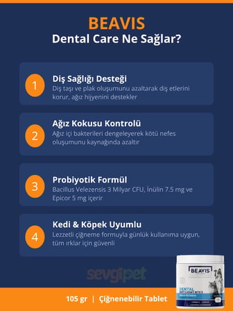 Dental Care Kedi ve Köpekler İçin Diş Sağlığı Destekleyici Çiğnenebilir Tablet (105 GR)