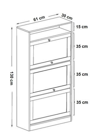 Ayk103r-beyaz 3 Kapaklı Ayakkabılık