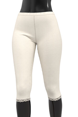 Tolin %100 Pamuk Kadın Dantelli Kapri Tayt 422