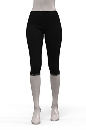 Tolin %100 Pamuk Kadın Dantelli Kapri Tayt 422
