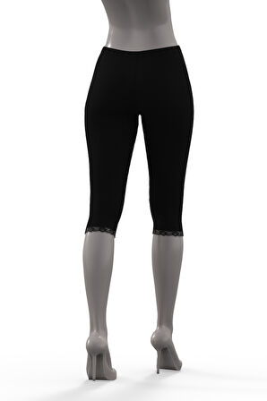 Tolin %100 Pamuk Kadın Dantelli Kapri Tayt 422