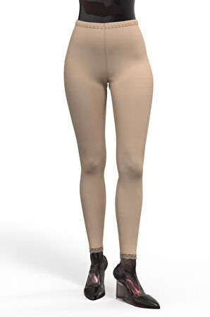 Tolin %100 Pamuk Kadın Dantelli Uzun Tayt 720