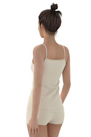 Tolin %100 Pamuk Kadın Biyeli İp Askılı Atlet 1224