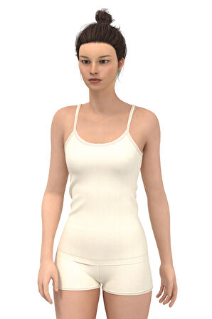 Tolin %100 Pamuk Kadın Biyeli İp Askılı Atlet 1224