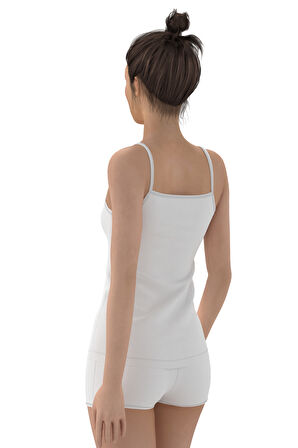 Tolin %100 Pamuk Kadın Biyeli İp Askılı Atlet 1224