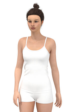 Tolin %100 Pamuk Kadın Biyeli İp Askılı Atlet 1224