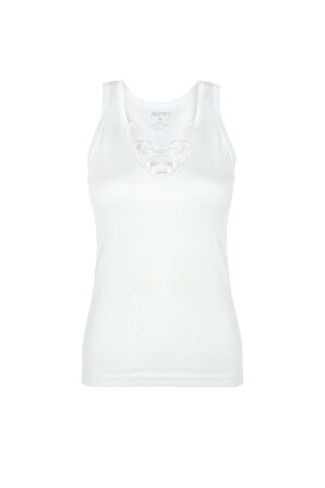 Kadın %100 Pamuk Geniş Askılı Güpürlü Atlet 1215