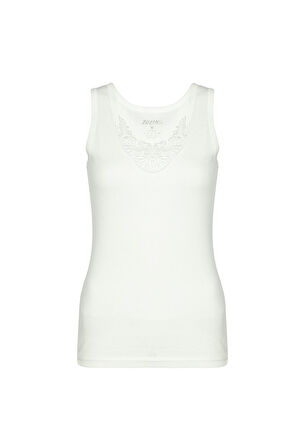 Kadın %100 Pamuk Geniş Askılı Güpürlü Atlet 1215