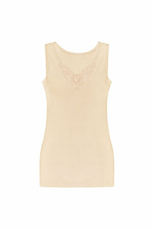 Kadın %100 Pamuk Geniş Askılı Güpürlü Atlet 1215