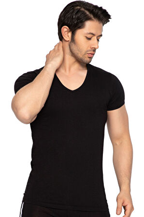 3 lü Paket %100 Pamuk Erkek Süprem V Yaka Fanila 317