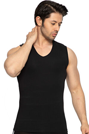 Kolsuz Body Erkek V Yaka Pamuklu Likralı Atlet 1177