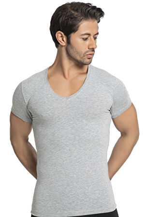 Kısa Kol V Yaka Erkek Pamuklu Likralı Fanila 3177