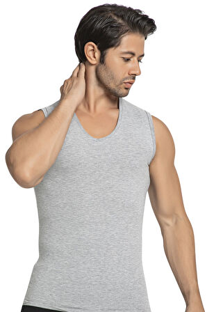 Kolsuz Body Erkek V Yaka Pamuklu Likralı Atlet 1177