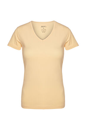 Kadın 2 li Kısa Kollu Süprem Likralı V Yaka Fanila 3227