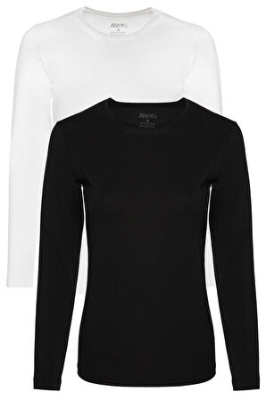 Kadın 2 li Uzun Kollu Pamuklu Likralı Fanila 6217