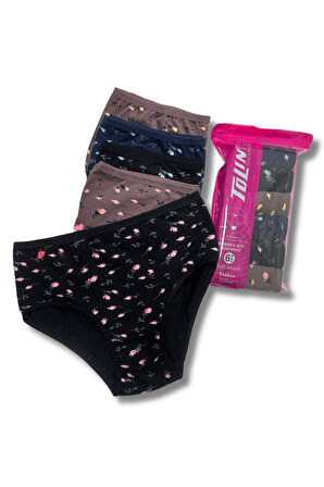 Kadın 6 lı Pamuklu Likralı Havlu Ağ Detaylı Yüksek Bel Külot Seti 2186