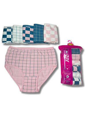 Kadın 6 lı Pamuklu Likralı Havlu Ağ Detaylı Yüksek Bel Külot Seti 2186