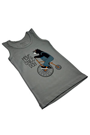  Erkek Çocuk 3 lü Paket Pamuklu Likralı Baskılı Atlet 133 