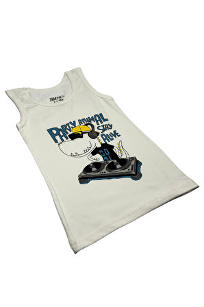  Erkek Çocuk 3 lü Paket Pamuklu Likralı Baskılı Atlet 133 