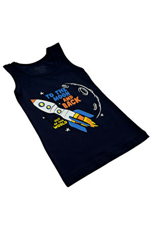  Erkek Çocuk 3 lü Paket Pamuklu Likralı Baskılı Atlet 133 