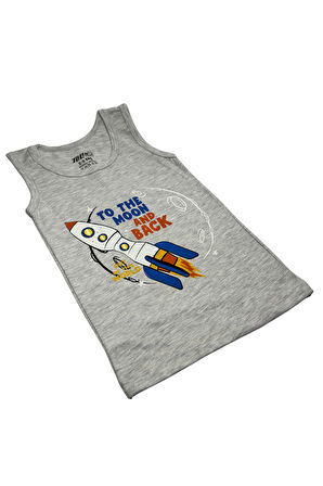  Erkek Çocuk 3 lü Paket Pamuklu Likralı Baskılı Atlet 133 