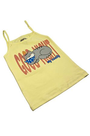 Kız Çocuk 3 lü Paket İnce Askılı Pamuklu Likralı Baskılı Atlet 1425