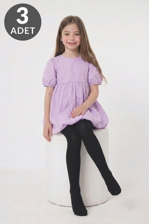 Kız Çocuk 3 lü Mikro 40 Alma Külotlu Çorap - L400