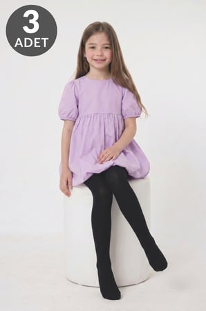 Kız Çocuk 3 lü Mikro 40 Alma Külotlu Çorap - L400