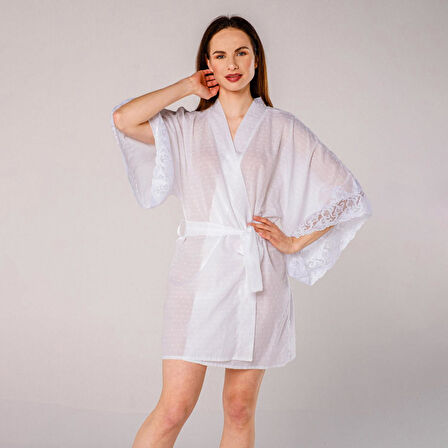 Pearl Dantelli Kadın Kimono Sabahlık