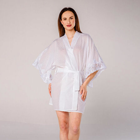 Pearl Dantelli Kadın Kimono Sabahlık