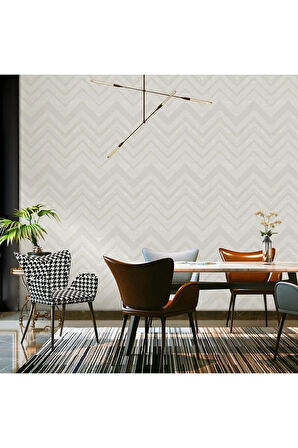 Octagon 1207-1 Zigzag Dokulu Duvar Kağıdı Beyaz