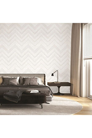 Octagon 1207-1 Zigzag Dokulu Duvar Kağıdı Beyaz
