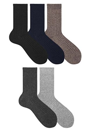 5 Çift Kışlık Erkek Lambswool Yünlü Uyku Çorabı Soft Touch