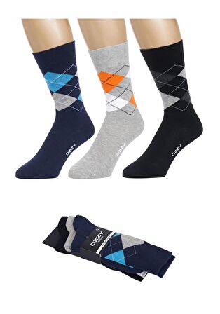 Ozzy Socks 3 Çift Dikişsiz Erkek Penye Pamuklu 4 Mevsim Çorap Dayanıklı Topuk Burun