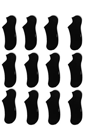 12 çift Dikişsiz Kadın Siyah Bambu Görünmez (sneaker) Spor Ayakkabı Çorabı