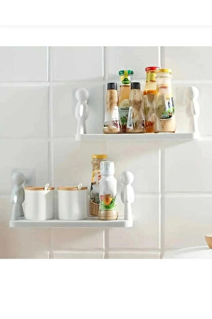 1 Adet İnsan Figürlü Kendinden Yapışkanlı Craft Banyo Rafı – Baharatlık ve Çok Amaçlı Organizer Raf