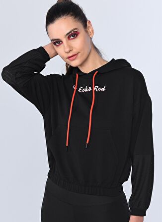 Kapüşonlu Regular Fit Siyah Kadın Sweatshirt