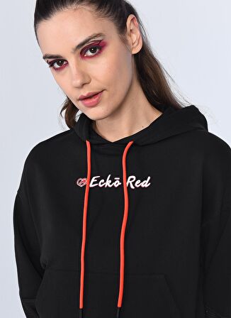 Kapüşonlu Regular Fit Siyah Kadın Sweatshirt