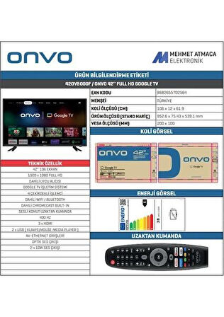 ONVO 42OV9000F Full HD 42" 106 Ekran Uydu