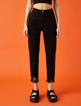 Mom Jean - Normal Bel Dar Kesim Dar Paça Pantolon