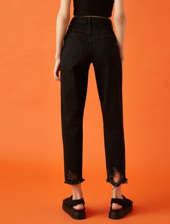 Mom Jean - Normal Bel Dar Kesim Dar Paça Pantolon