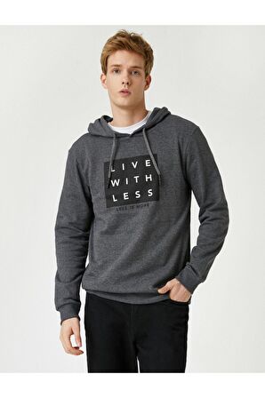 Koton Baskili Kapsonlu Sweatshirt