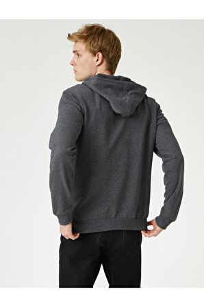 Koton Baskili Kapsonlu Sweatshirt