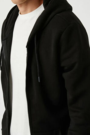 Fermuarlı Sweatshirt Kapşonlu