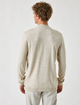 Basic Triko Kazak Yarım Balıkçı Yaka Uzun Kollu