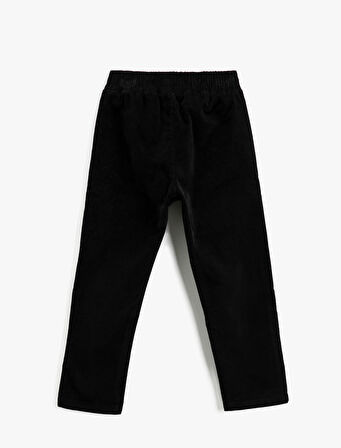 Kadife Pantolon Beli Bağlamalı Cepli Pamuklu