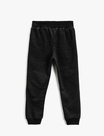 Pamuklu Jogger Eşofman Altı Baskılı Beli Bağlamalı 