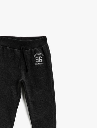 Pamuklu Jogger Eşofman Altı Baskılı Beli Bağlamalı 